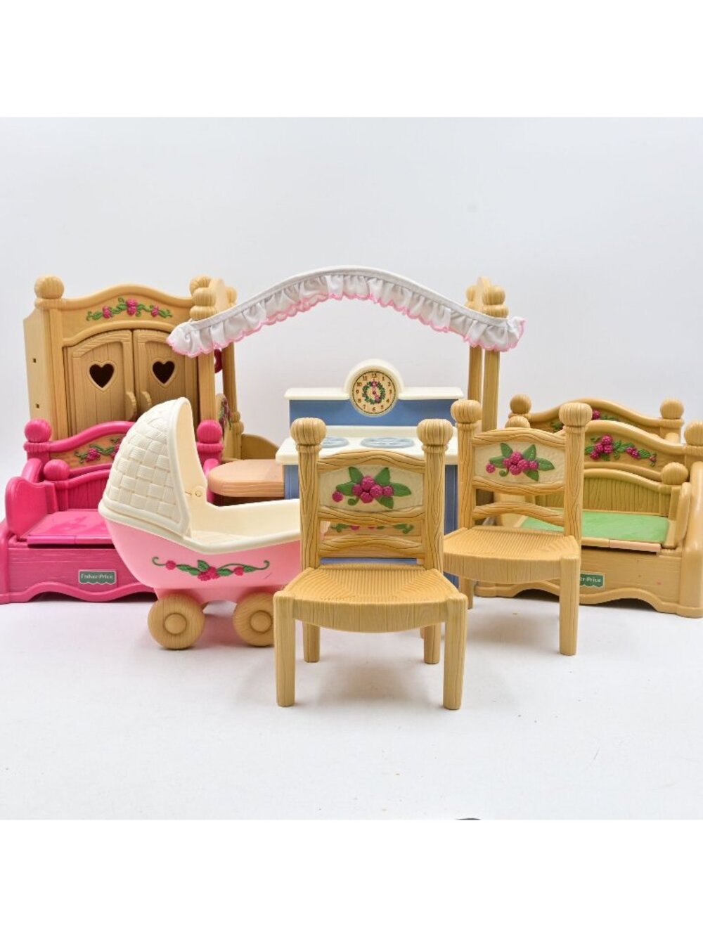 Fisher-Price Briarberry Bear Dollhouse Furniture Lot Closet Stove Vintage 1998